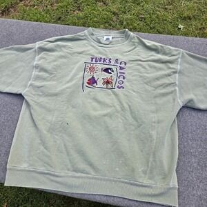 vintage Turks and Caicos embroidered sweatshirt Made In Usa Xl Z1